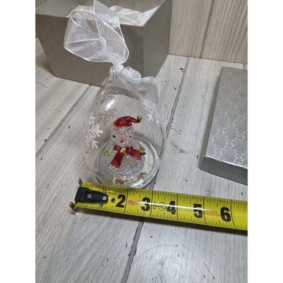 Spun Blown Glass Lighted Ornament Snowman Christma Tree Changes Color Gift Box - Picture 7 of 13
